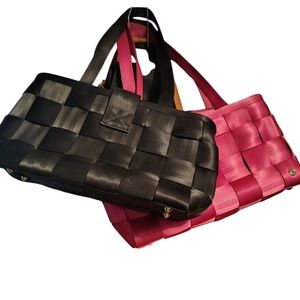 Harveys Black and Pink Woven Shoulder Bags